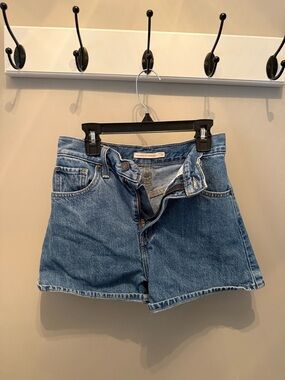 Levi's Blue High Waisted Mom Denim Shorts